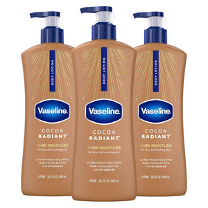 Vaseline Intensive Care Body Lotion Cocoa Radiant 3 count for Dry Skin Lotion Made with Ultra-Hydrating Lipids and PLre Cocoa Butter for a Long-Lasting, Radiant Glow 20.3 Oz