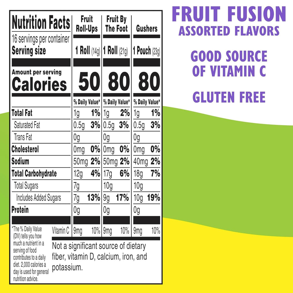 Fruit by the Foot 10.2 oz variety pack box with 16 gluten-free, vitamin C, individually wrapped pouches