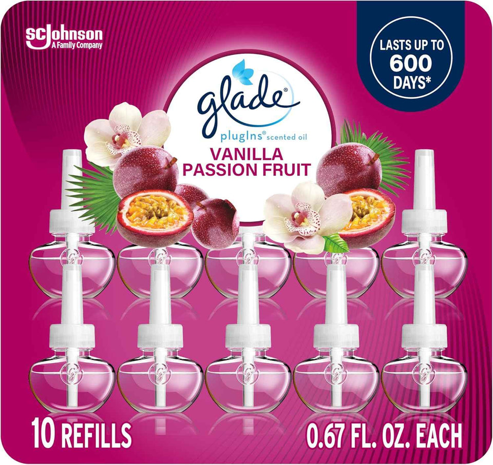 Glade PlugIns Refills Air Freshener, Scented and Essential Oils for Home and Bathroom, Aqua Waves, 6.7 Fl Oz, 10 Count