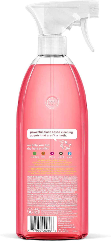 Method All-Purpose Cleaner Spray, Pink Grapefruit, Plant-Based Formula for Counters, Tiles, and More