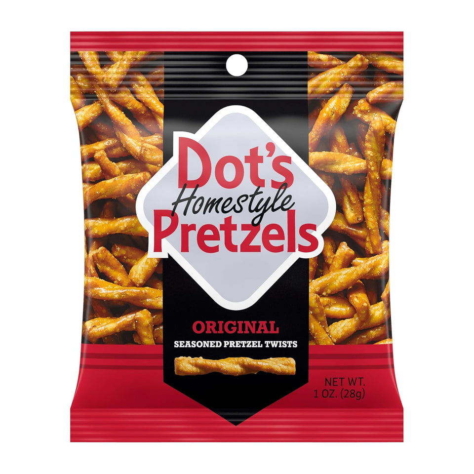 Dot's Homestyle Pretzels Variety Pack, 18-count, 1oz Individually Sized Bags, Original, Honey Mustard, and Parmesan Garlic Twist Snack