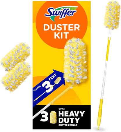 Swiffer Duster Heavy Duty 3 ft Extendable Handle Starter Kit with 3 Refills