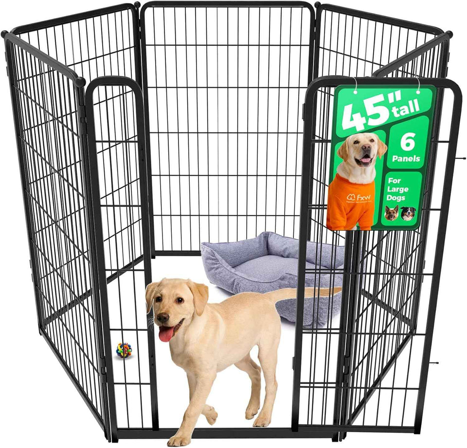 FXW Homeplus Unleashed Indoor Dog Playpen - Stress-Free and Safe Play, Heavy Duty 24 Inch 6 Panels Dog Pen for Puppy and Small Dogs, Black│Patented