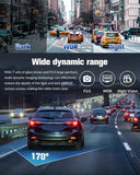 Dash Camera for Cars,4K Full UHD Car Camera Front Rear with 32GB Card,Built-in Super Night Vision,2.0'' IPS Screen,170°Wide Angle,WDR, 24H Parking Mode, Loop Recording.