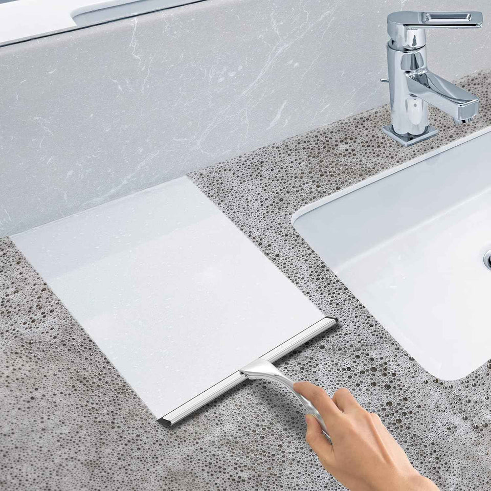 docrok stainless steel shower squeegee with silicone blade for streak free cleaning on glass and mirrors
