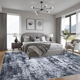 5x7 Area Rug Living Room Rug: Washable Modern Abstract Soft Thin Rug Indoor Floor No Slip Stain Resistant Carpet for Bedroom Dining Room Farmhouse Nursery Home Office - Black