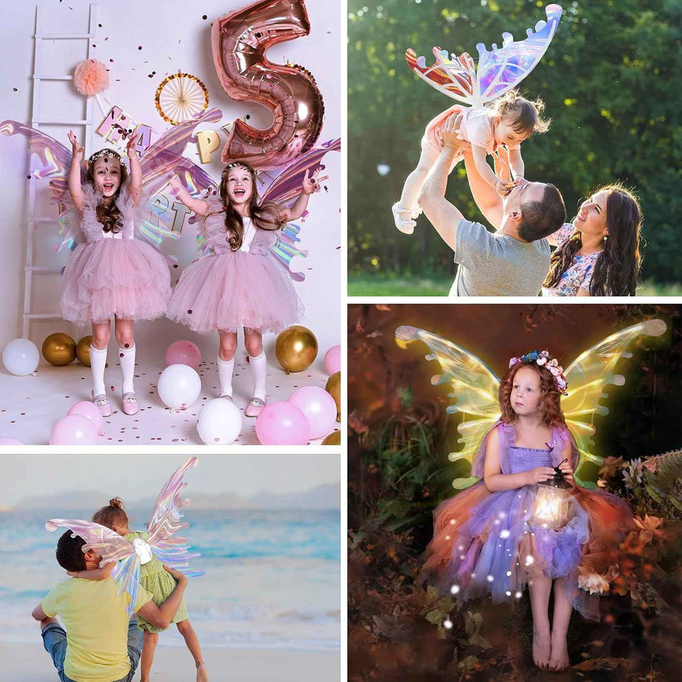 maysida electric fairy wings for girls, light up moving butterfly wings with led lights and music, halloween valentine birthday christmas party costume princess cosplay