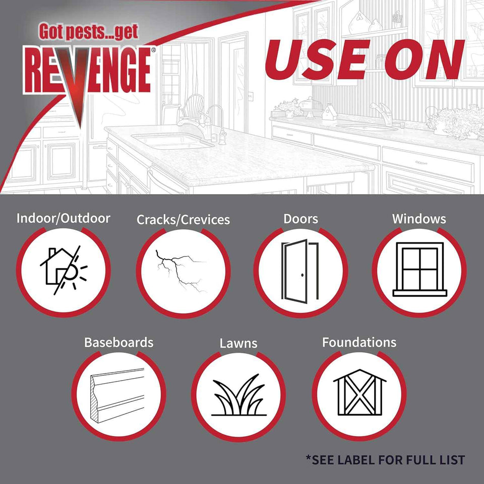 Revenge 10 oz ready-to-use dust treatment for indoor and outdoor pest control, repels ants, bees, roaches, spiders, and more