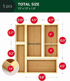 ROYAL CRAFT WOOD 5-Piece Bamboo Drawer Organizer Set, Multi-Use Storage Trays for Kitchen, Bathroom, Office, Makeup, Jewelry & More, 5 Storage Boxes
