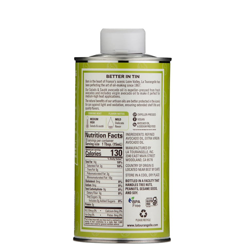 La Tourangelle 16.9 Fl Oz all-natural avocado oil for salads, fruit, fish, or vegetables with buttery flavor