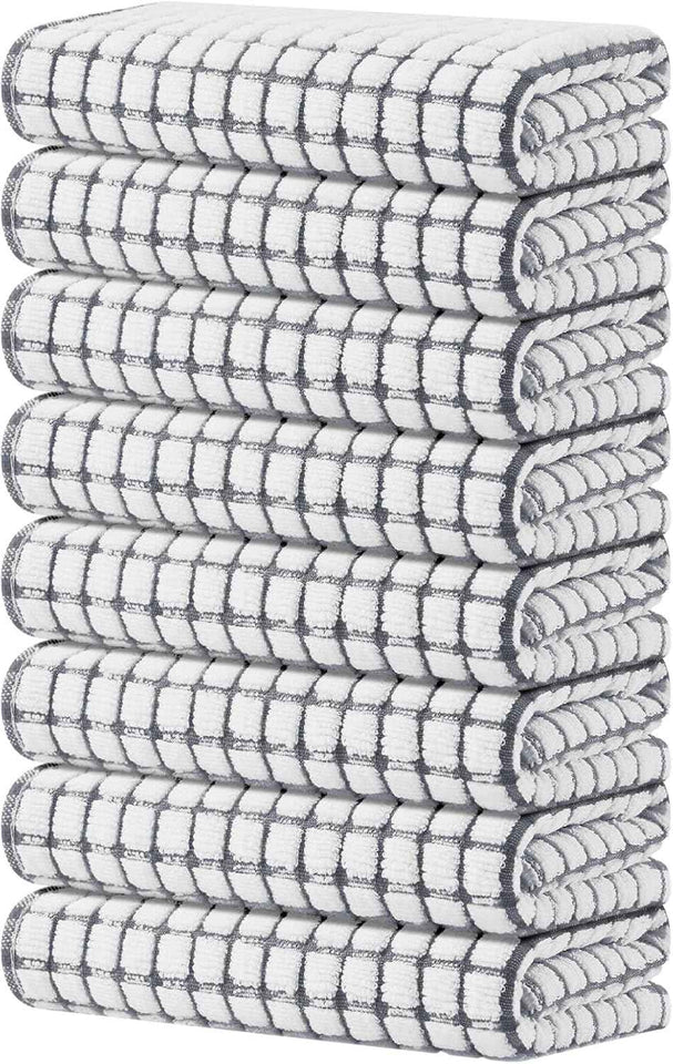 Kitinjoy Cotton 8 Pack Terry Kitchen Dish Cloths, 12 x 12 Inches Super Soft and Absorbent Dish Rags, Quick Drying Dish Towels for Washing Dishes, Mixed Color