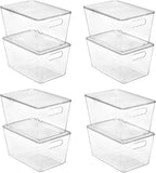 Vtopmart 6 Pack Clear Stackable Storage Bins with Lids, Medium Plastic Containers with Handle for Pantry Organizer and Storage,Perfect for Kitchen,Fridge,Cabinet, Closet,Bathroom Organization