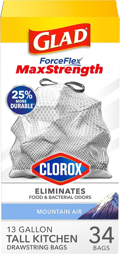 Glad Tall Kitchen Trash Bags 13 Gallon, MaxStrength Cherry Blossom Garbage Bags, Drawstring, 90 Count - Rayz Mart