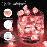 Battery Operated 10.5ft 30 LED Pink Heart Fairy String Lights with Timer and Remote