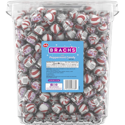 Brach's Bobs Sweet Stripes Soft Peppermint Candy, Individually Wrapped Pieces, 3.9 lb Tub (350 Count)
