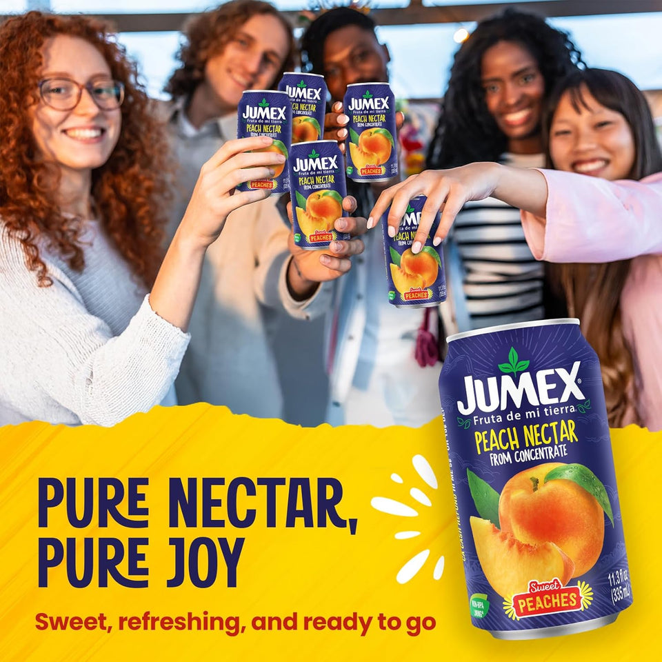 Jumex Peach Juice Nectar - Peach Nectar Made with Fresh Fruit Puree - Fruit Juice Concentrate for Smoothie Mix, Cocktail Mixers & Kids Drinks & Beverages - 11.3oz, 1 Pack Canned Drink