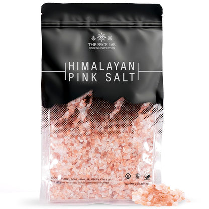 The Spice Lab Pink Himalayan Salt – Coarse Grain, 2.2 lb / 1 Kilo - Himalayan Pink Salt for Grinder Refill – Gourmet Pure Crystal – Kosher & Natural Certified