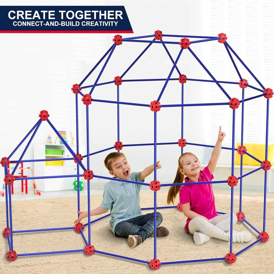 OleFun 180 Pack Fort Building Kits for Kids 4, 5, 6, 7, 8+ Year Old Boys & Girls, Creative STEM Building Toys for DIY Castles, Tunnels, Play Tent, Ideal Gifts for Aged 5-8