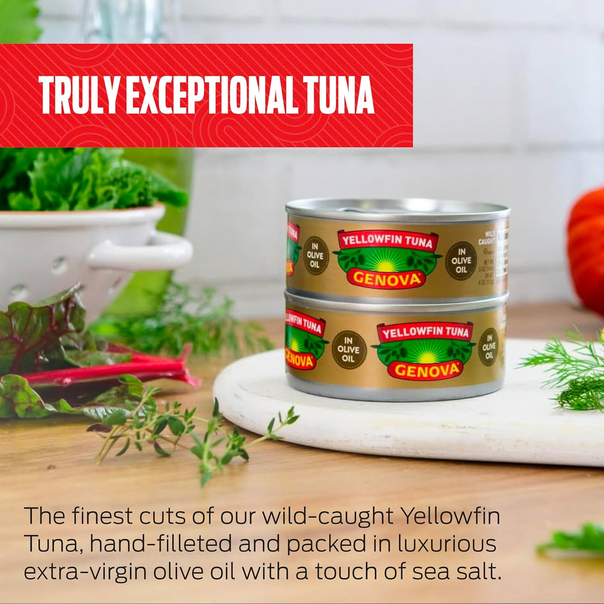 Genova Premium Yellowfin Tuna in Olive Oil, 5 Ounce Cans, 8-Pack – Nutrient Rich, High Protein Canned Tuna Fish - Delicious, Easy, Nutritious Ready to Eat Meals