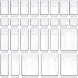 SMARTAKE 13-Piece Drawer Organizers with Non-Slip Silicone Pads, 5-Size Desk Bathroom Drawer Organizer Trays Storage Tray for Makeup, Jewelries, Utensils in Bedroom Dresser, Office and Kitchen, Clear