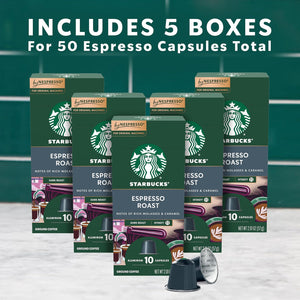 Starbucks Dark Roast Espresso, 50-count pods, Nespresso Original Line, compatible with Essenza Mini, Pixie, CitiZ, Expert, Lattissima, KitchenAid, Creatista