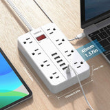 power strip with usb surge protector flat plug 8 outlets 6 usb ports 5ft extension cord wall mountable