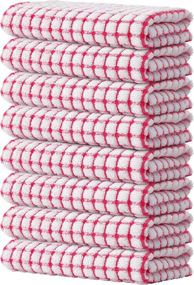Kitinjoy Cotton 8 Pack Terry Kitchen Dish Cloths, 12 x 12 Inches Super Soft and Absorbent Dish Rags, Quick Drying Dish Towels for Washing Dishes, Mixed Color