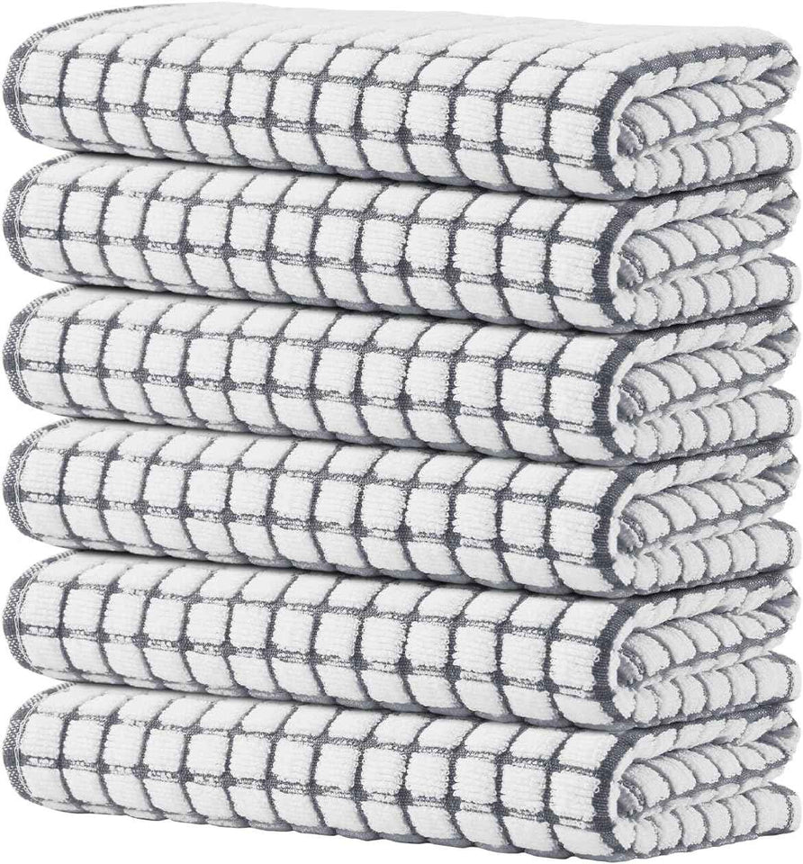 Kitinjoy Cotton 8 Pack Terry Kitchen Dish Cloths, 12 x 12 Inches Super Soft and Absorbent Dish Rags, Quick Drying Dish Towels for Washing Dishes, Mixed Color