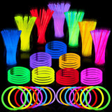 JOYIN 100 Pcs 8" Glow sticks Bulk Party Favors Pack, Neon Glow in the Dark Party Supplies, Light Up Necklaces and Bracelets with Connectors, Easter, Football, Birthday Decorations