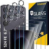 3 Pack Glass Screen Protector for Samsung Galaxy S25 Ultra [6.9 inch] + 3 Pack Camera Lens Protector, 9H Tempered Glass, Fingerprint Unlock, HD Clear Case Friendly Anti-Scratch