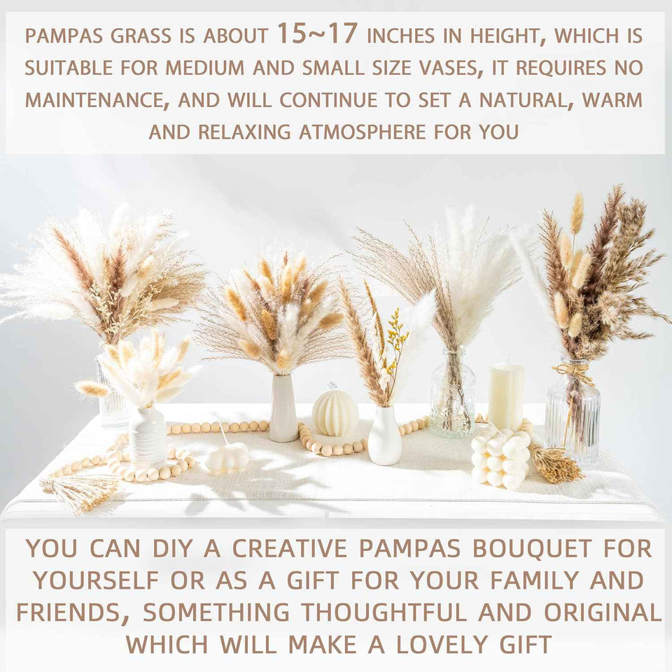 70PCS natural dried pampas grass boho home decor bouquet phragmites dried flowers bouquet