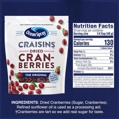 Ocean Spray® Craisins® Original Dried Cranberries, Dried Fruit, 48oz