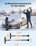 astroai 47.2 inch ice scraper with extendable snow brush and 360° pivoting head for cars and trucks (orange)