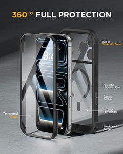 Miracase for iPhone 17 Pro Max Case 6.9" Full-Body Phone Case with Built-in Glass Screen Protector& Full Camera Protector, Camera Control [Magnetic with MagSafe] Drop Proof 17 ProMax Cover, Black