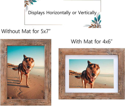 Califortree 5x7 rustic brown picture frame with shatterproof plexiglass and horizontal/vertical display
