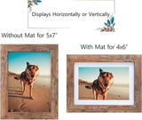 Califortree 5x7 Picture Frame - Can Display Photo 4x6 with Mat, Wood Frame with Shatterproof Plexiglass, Horizontal and Vertical Display for Wall and Tabletop, Rustic Brown