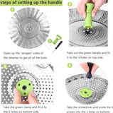 Consevisen Vegetable Steamer Basket for Cooking Food, Stainless Steel Veggie Steam Basket for Pot, Folding Expandable Steaming Insert with Extendable Handle Fits Various Size Pot, 5.1" to 9"