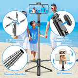 SelfieShow Selfie Stick, Extendable Selfie Stick Tripod with Wireless Remote and Tripod Stand, Portable, Lightweight, Compatible with iPhone 17 16 15 14 13 12 Pro Xs Max/Samsung Smartphone and More