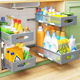 Under Sink Organizer, 2 Tier Pull out Cabinet Organizer Baskets with Mesh Sliding Drawers, Slide out Storage Shelf for Home, Kitchen, Bathroom, Pantry, Office Cabinet, Countertop(1 Pack)