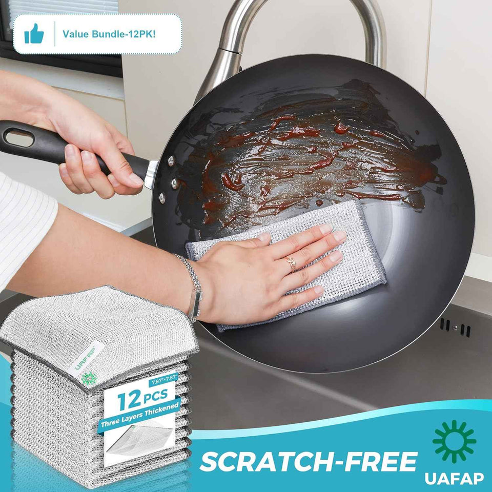 12 PCS Non Scratch Wire Dishcloths for Multi Surface Cleaning with Wire Mesh Material
