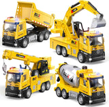 4pcs alloy construction truck toys, 9 inch light & sound vehicles for 2-4 year old boys, toddler kids gifts