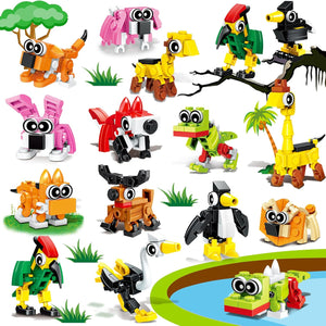 20PCS Mini Animal Building Blocks Party Favors for Kids 4-8 8-12 Goodie Treat Bag Stuffers Classroom Treasure Box Toys Carnival Prizes Bulk Pinata Fillers Birthday Trinket Back to School Student Gifts