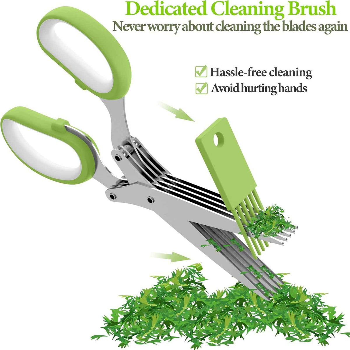 2025 Upgraded Herb Scissors, Effortless Herb Shears Cutter Tool with Sharp Stainless Steel Blades for Fresh Herbs, Must-Have Kitchen & Cooking Gadget, Green