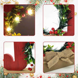 Christmas Decorations for Home LED Lighted JOY Decor Farmhouse Wooden Wreath Tabletop Merry Christmas Signs Rustic Holiday Block cIndoor Decorative Sign