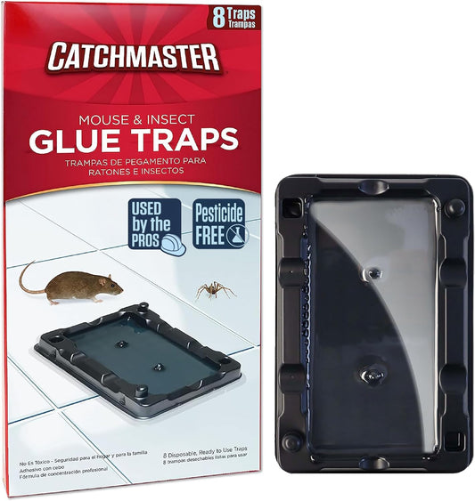 Catchmaster-16 Mouse & Insect Glue Traps, Heavy-Duty Pesticide-Free Sticky Mouse Traps Indoor for Home, Used by the PROs, Adhesive Rodent & Bug Catcher, Pest Control for House & Garage