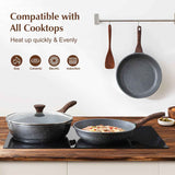 SENSARTE Nonstick Frying Pan Skillet, Swiss Granite Coating Omelette Pan, Healthy Stone Cookware Chef's Pan, PFOA Free (8/9.5/10/11/12.5 Inch) (9.5 Inch)