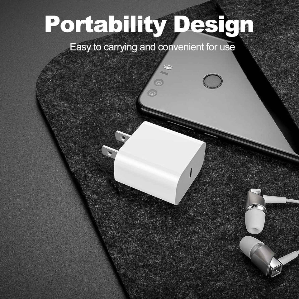 2-pack 20W Apple USB-C wall charger with 6FT USB-C to C cable for iPhone 17/Pro, iPad