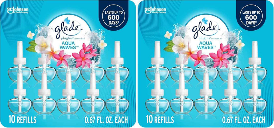 Glade PlugIns Refills Air Freshener, Scented and Essential Oils for Home and Bathroom, Hawaiian Breeze, 6.7 Fl Oz, 10 Count