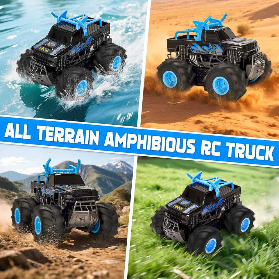 BainGesk waterproof 1:16 2.4GHz 4WD all-terrain RC car with 2 rechargeable batteries for kids