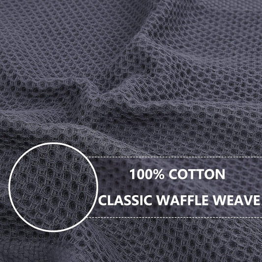 Homaxy 100% Cotton Waffle Weave Kitchen Dish Cloths, Ultra Soft Absorbent Quick Drying Dish Towels, 12 x 12 Inches, 6-Pack, Dark Grey